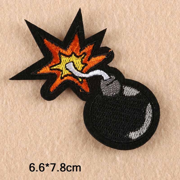 2Pcs Bomb Punk Iron On Patches Clothes Patches For Clothing Boys  Embroidered Embroidery Patches Garment Apparel Accessories